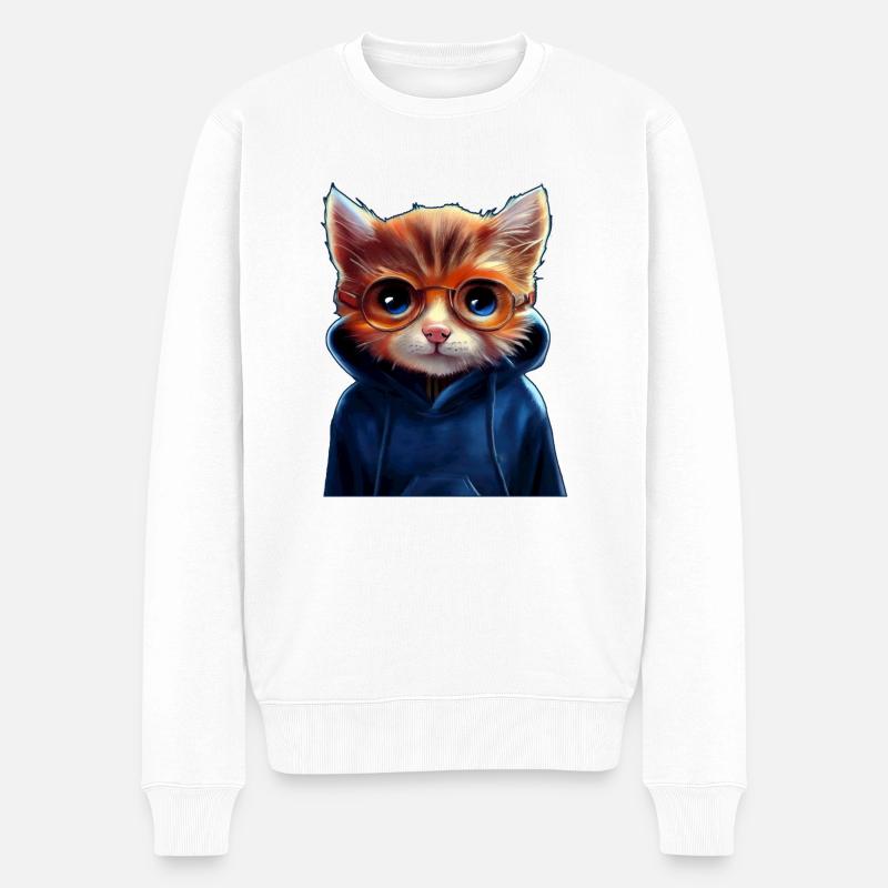 Chat mignon avec pull - Pull Premium bio Homme - blanc