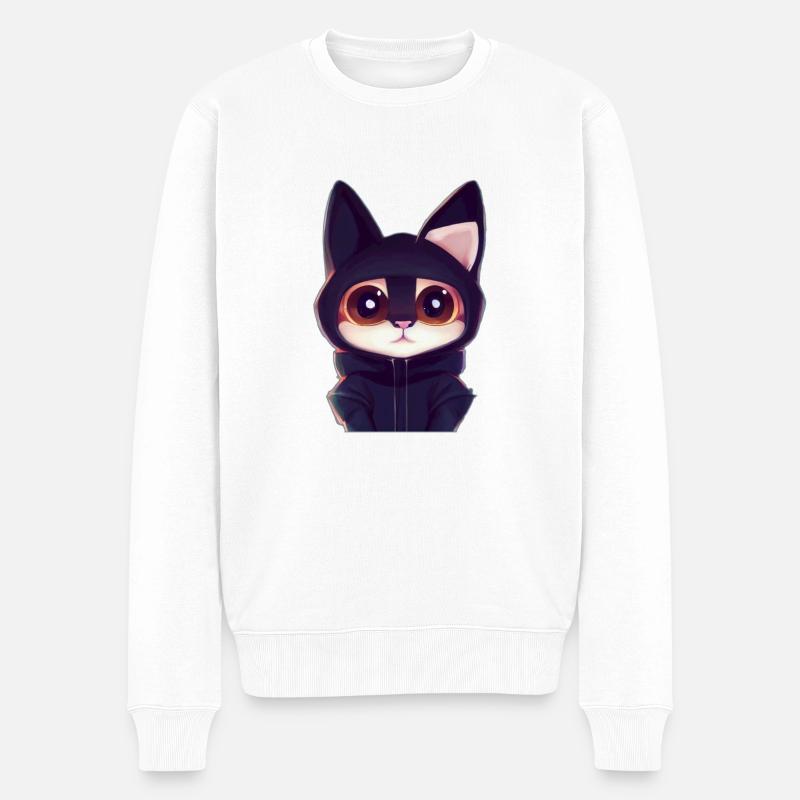 Süße Katze - Männer Premium Bio Pullover - Weiß