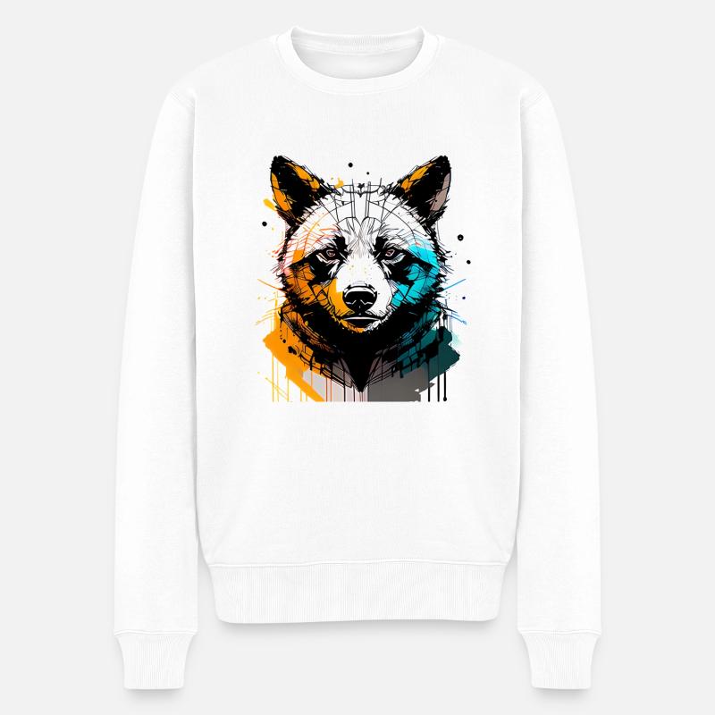 Neonpunk Bär - Männer Premium Bio Pullover - Weiß