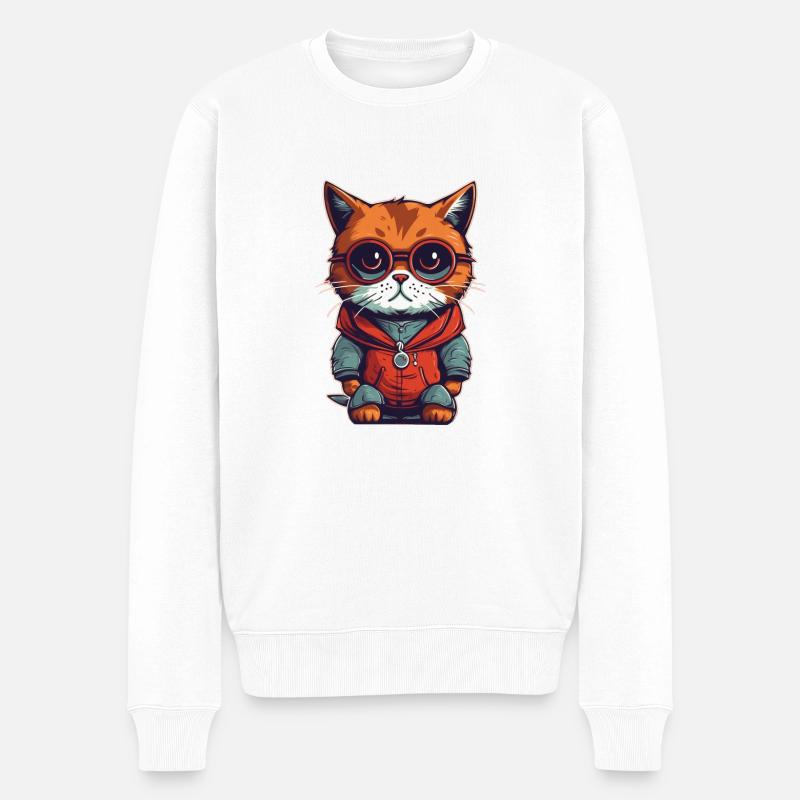 cool cat - Männer Premium Bio Pullover - Weiß