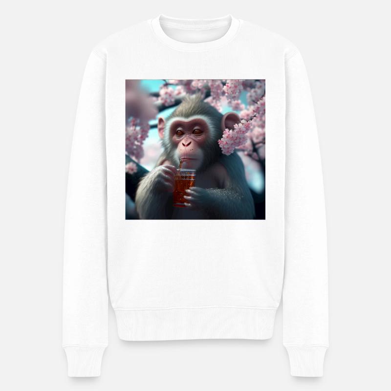 Singe avec boisson cadeau - Pull Premium bio Homme - blanc