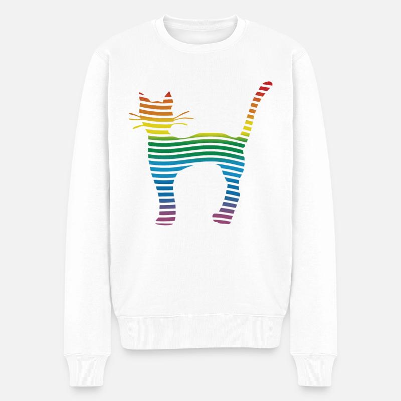 Katze - Männer Premium Bio Pullover - Weiß