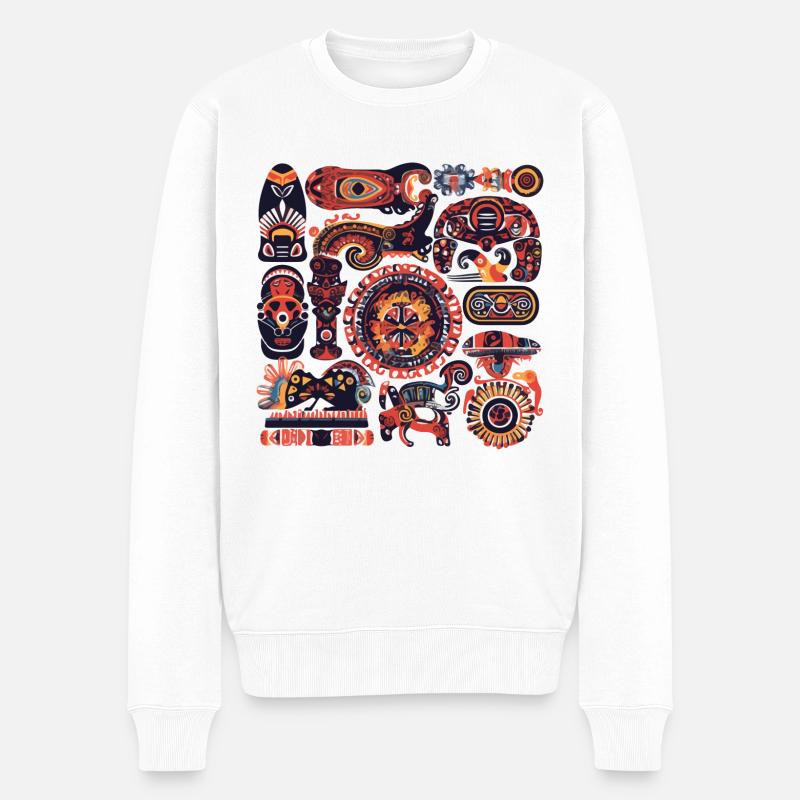 Afrikanische Folklore - Männer Premium Bio Pullover - Weiß