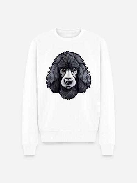 Grote Poedel Hoofd Hond Comic Cartoon Style Design - Mannen Premium Bio sweater - wit