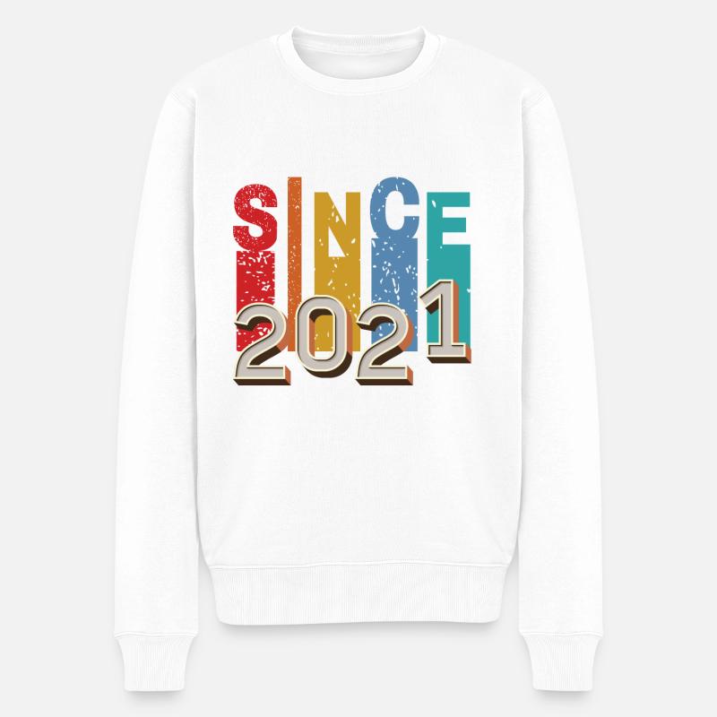 Seit 2021 retro - Männer Premium Bio Pullover - Weiß