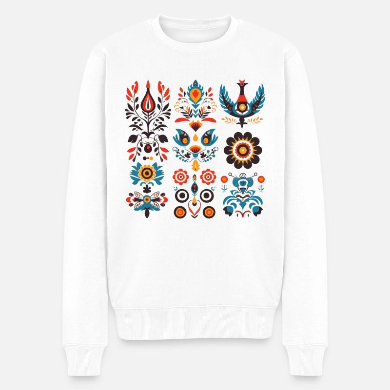 Blumen - Männer Premium Bio Pullover - Weiß