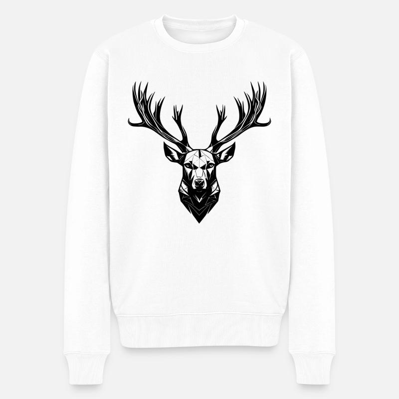 Hirschgeweih - Männer Premium Bio Pullover - Weiß