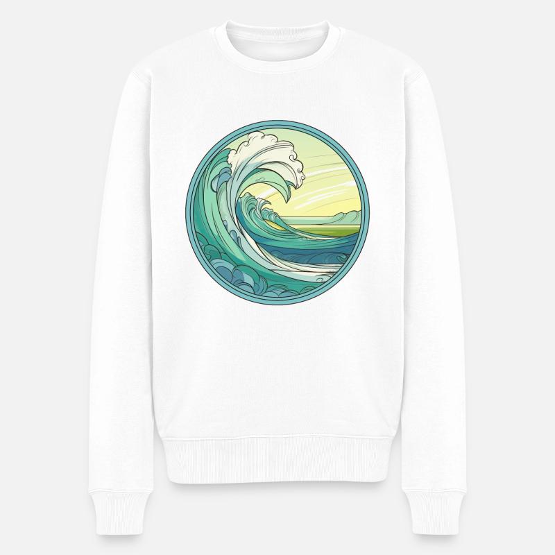 Vitrail Ocean Wave Art - Pull Premium bio Homme - blanc