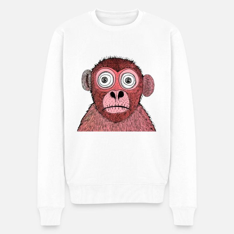 Hilarious Red Monkey Stare-Off - Pull Premium bio Homme - blanc