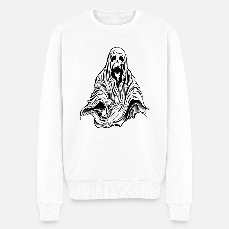 Geist Geister Geisterstunde Halloween - Männer Premium Bio Pullover - Weiß