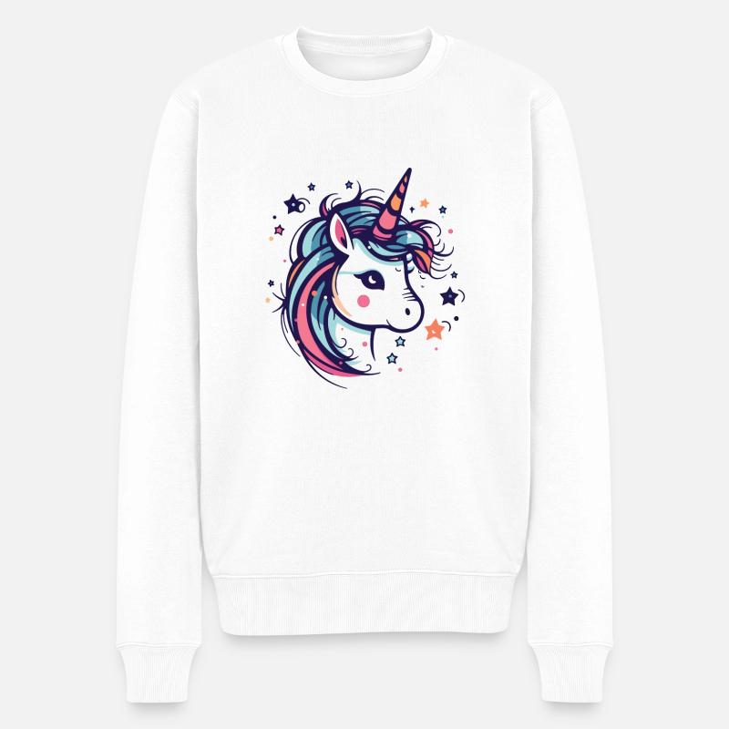 Einhorn - Männer Premium Bio Pullover - Weiß