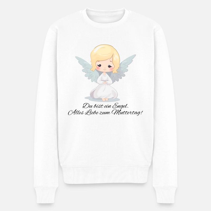 Du bist ein Engel spruch - Muttertags Geschenk - Männer Premium Bio Pullover - Weiß