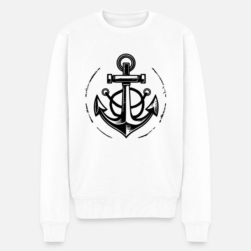 Anker Boot Schiff Nautik - Männer Premium Bio Pullover - Weiß