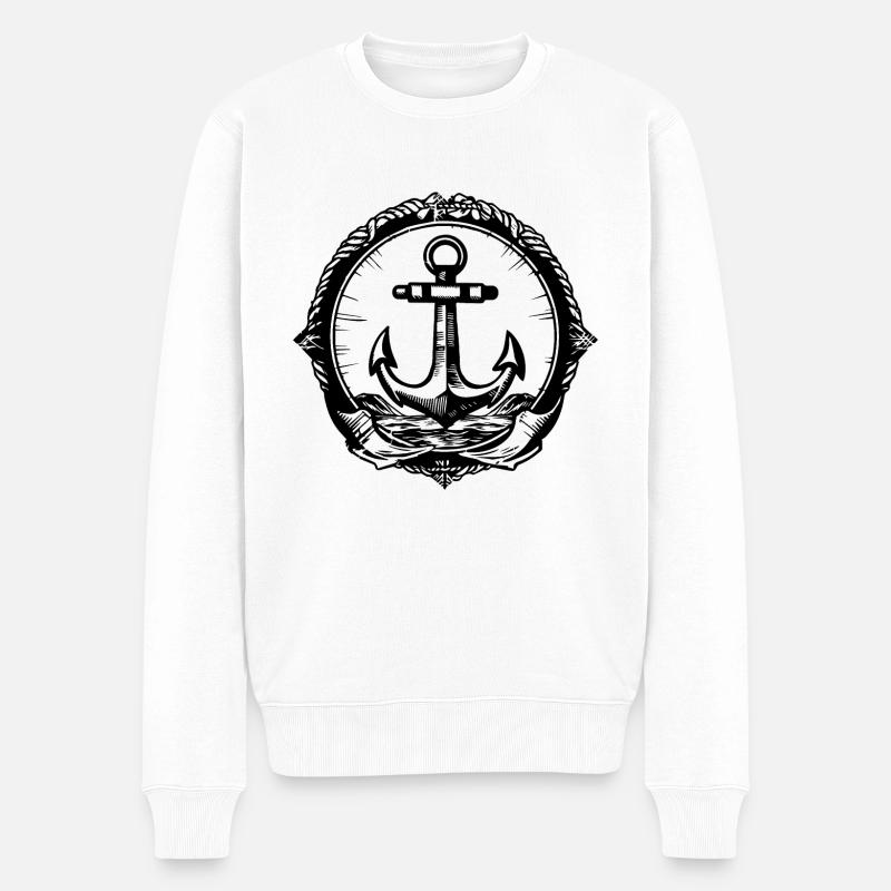 Anker Boot Schiff Nautik - Männer Premium Bio Pullover - Weiß