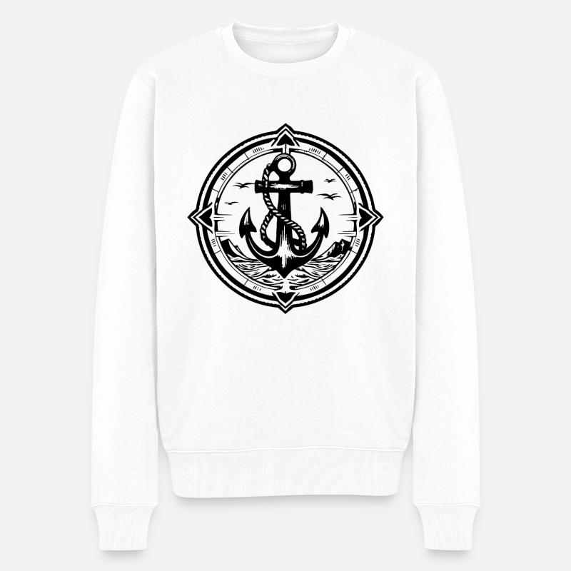 Anker Boot Schiff Nautik - Männer Premium Bio Pullover - Weiß