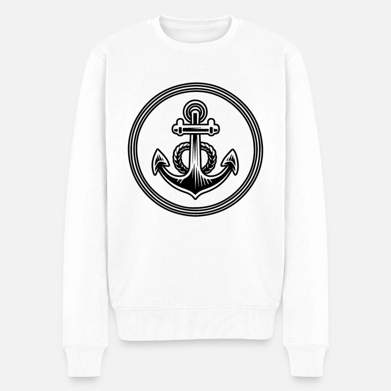 Anker Boot Schiff Nautik - Männer Premium Bio Pullover - Weiß
