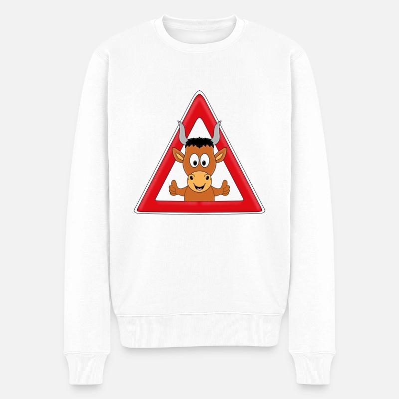 ACHTUNG STIER - BULLE - TIER - TIERISCH - GUT - Männer Premium Bio Pullover - Weiß