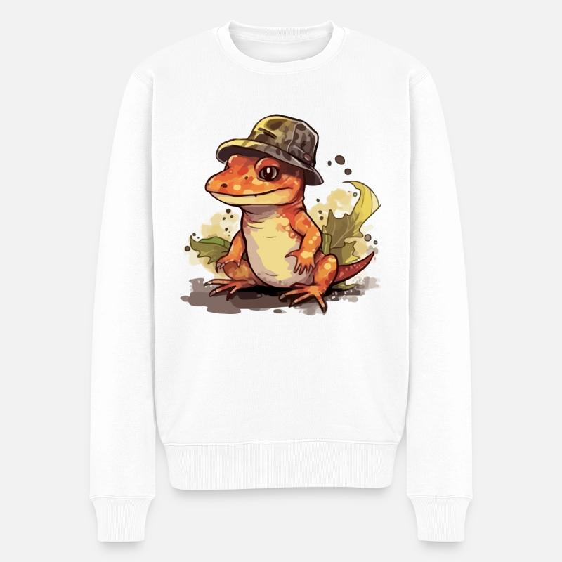 Vuo Salamander - Männer Premium Bio Pullover - Weiß