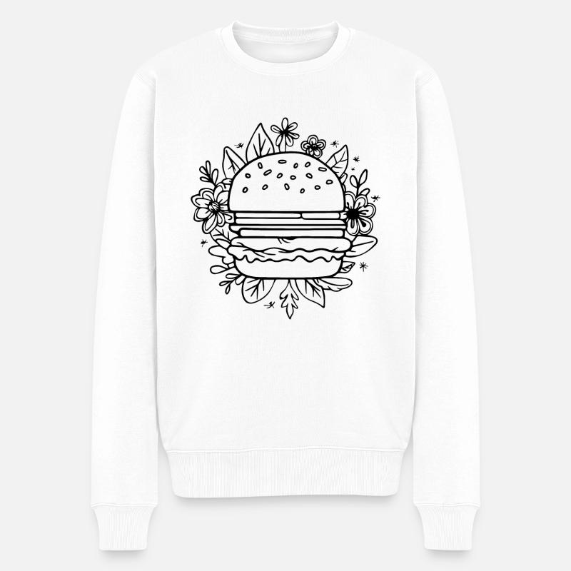 hamburgers, restauration rapide, barbecues, cheeseburgers - Pull Premium bio Homme - blanc