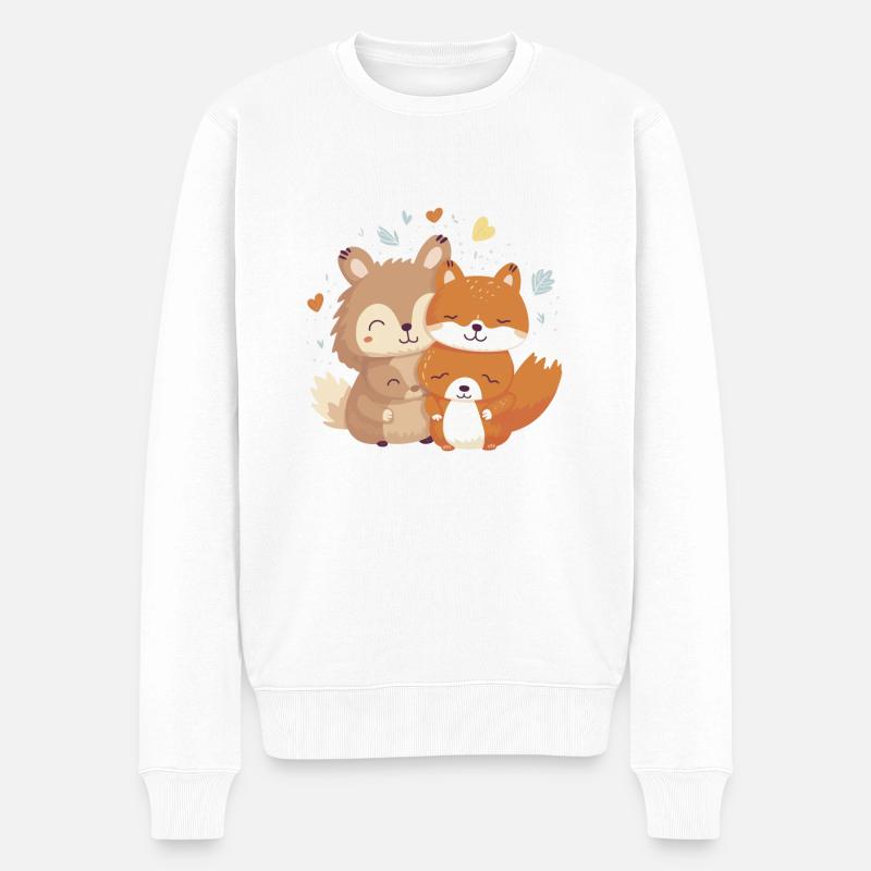 Tierliebe - Männer Premium Bio Pullover - Weiß