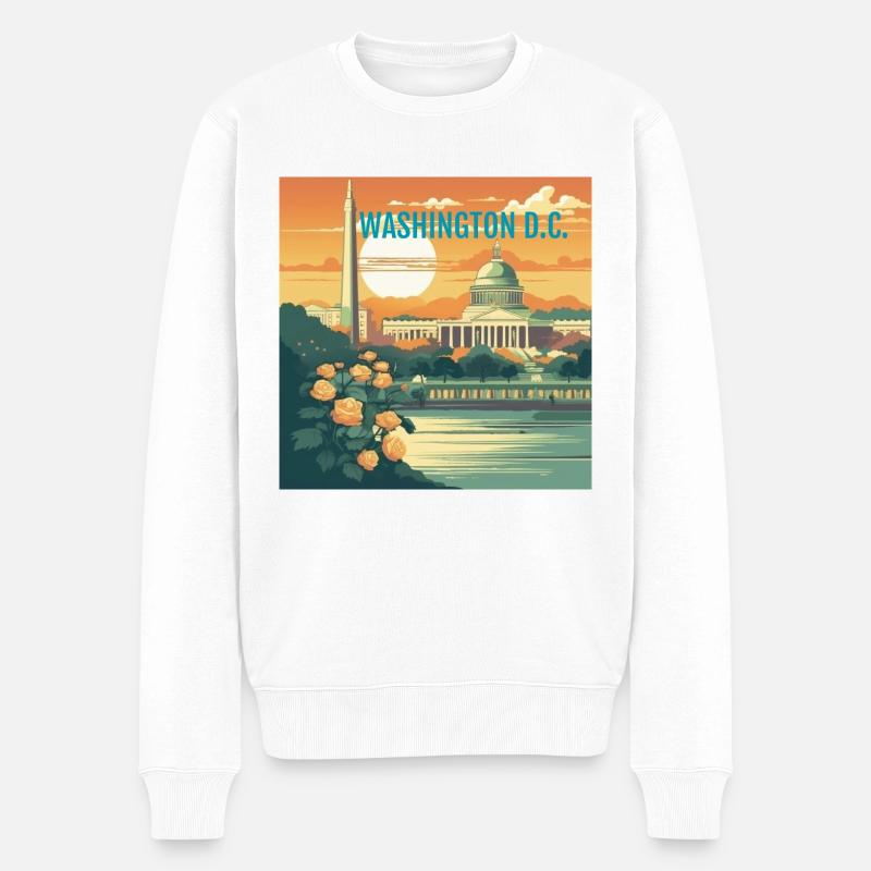 Washington D.C. au coucher du soleil - Pull Premium bio Homme - blanc