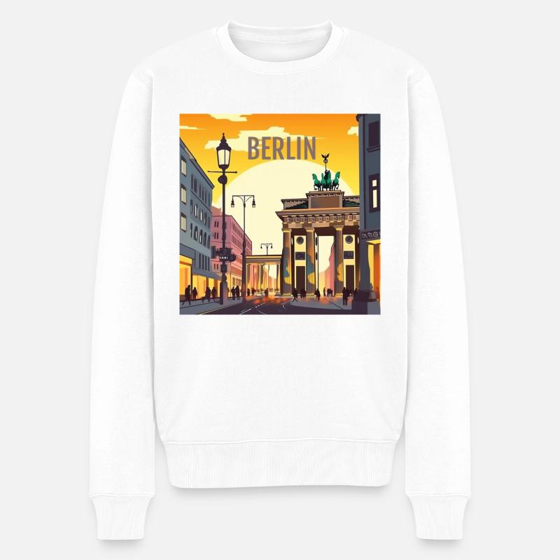 Berlin au coucher du soleil - Pull Premium bio Homme - blanc