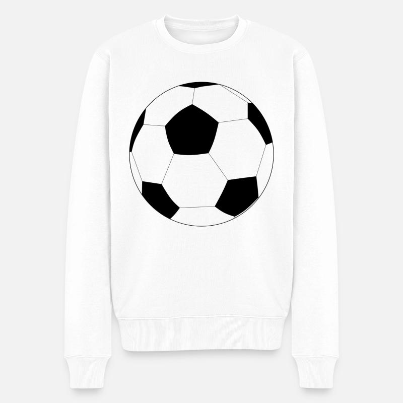 Großer Fußball, schwarz und weiß - Männer Premium Bio Pullover - Weiß