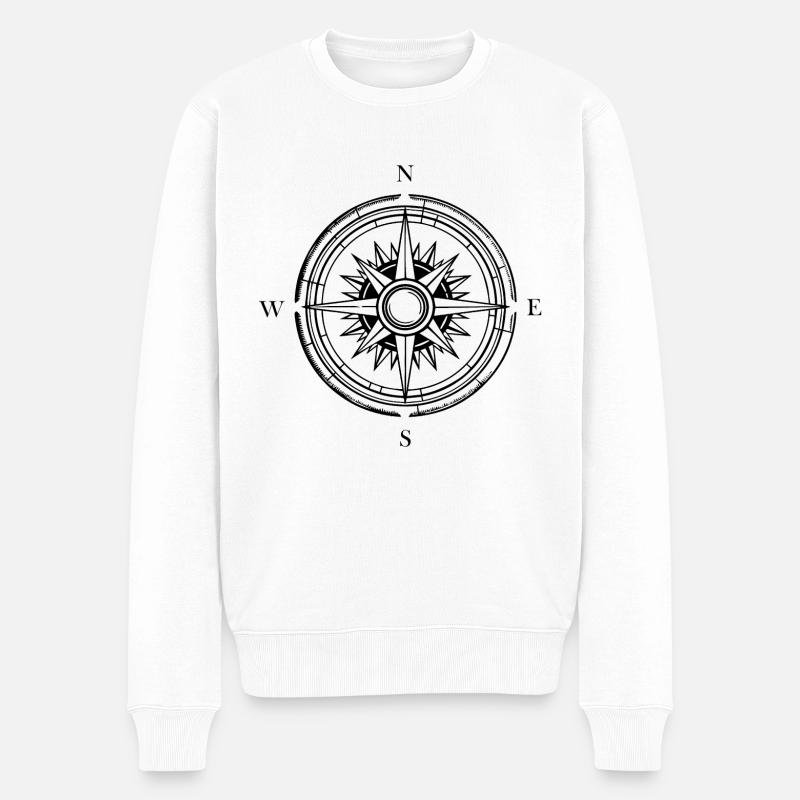 Kompass Nautik Segelboot Seefahrer - Männer Premium Bio Pullover - Weiß