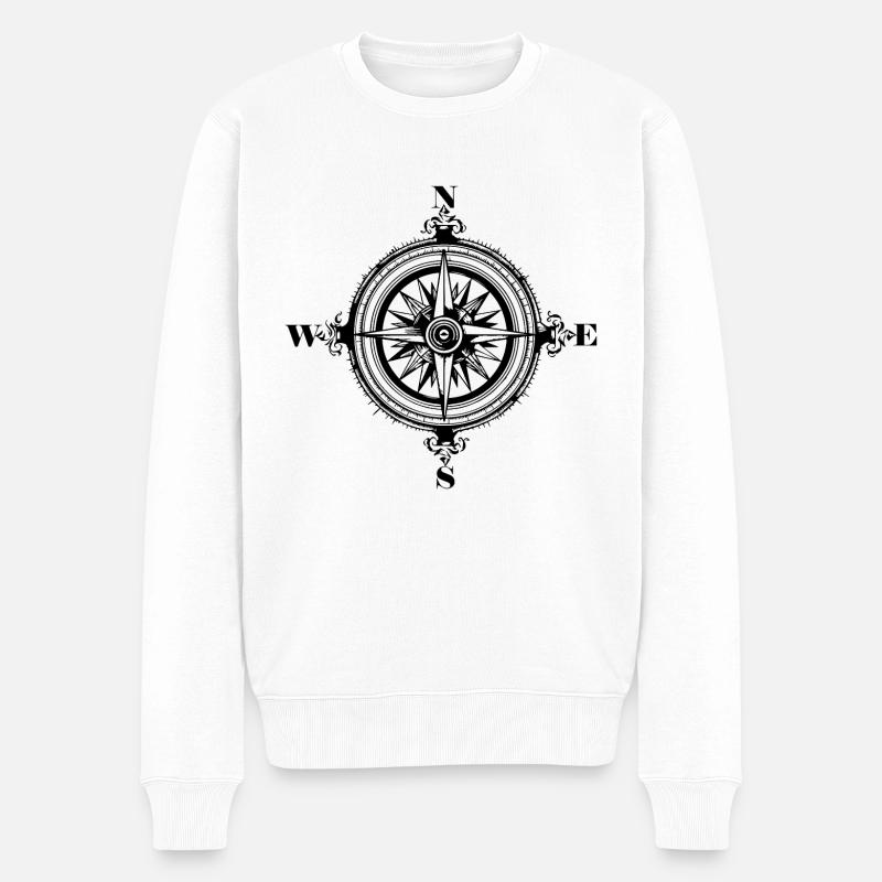 Kompass Nautik Segelboot Seefahrer - Männer Premium Bio Pullover - Weiß
