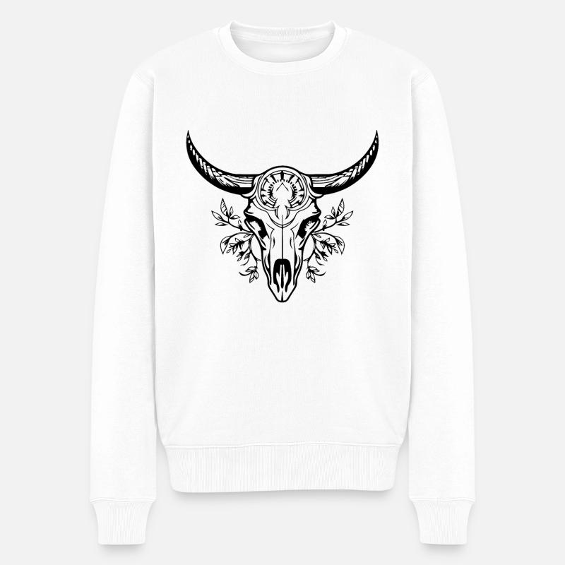 Crâne de vache Boho - Pull Premium bio Homme - blanc