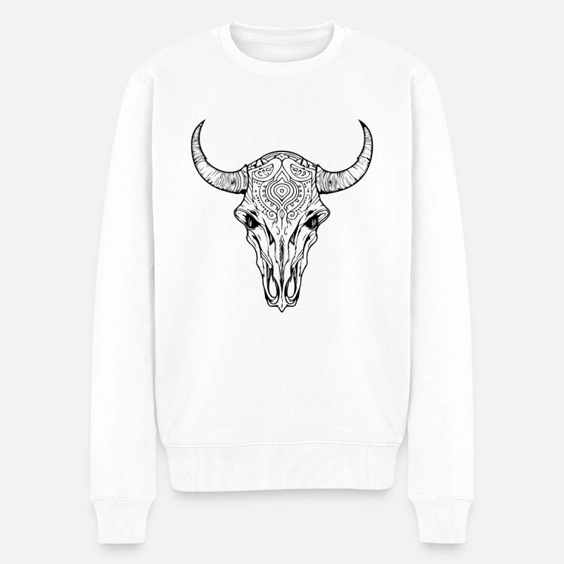 Crâne de vache Boho - Pull Premium bio Homme - blanc