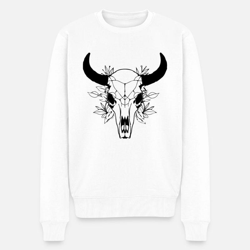 Crâne de vache Boho - Pull Premium bio Homme - blanc