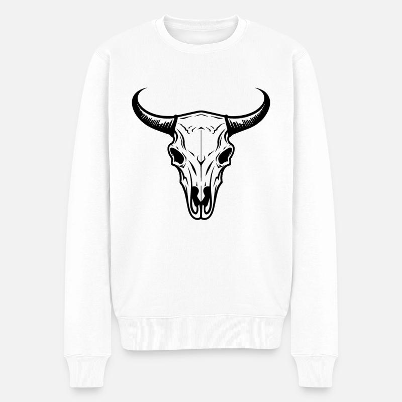 Crâne de vache Boho - Pull Premium bio Homme - blanc