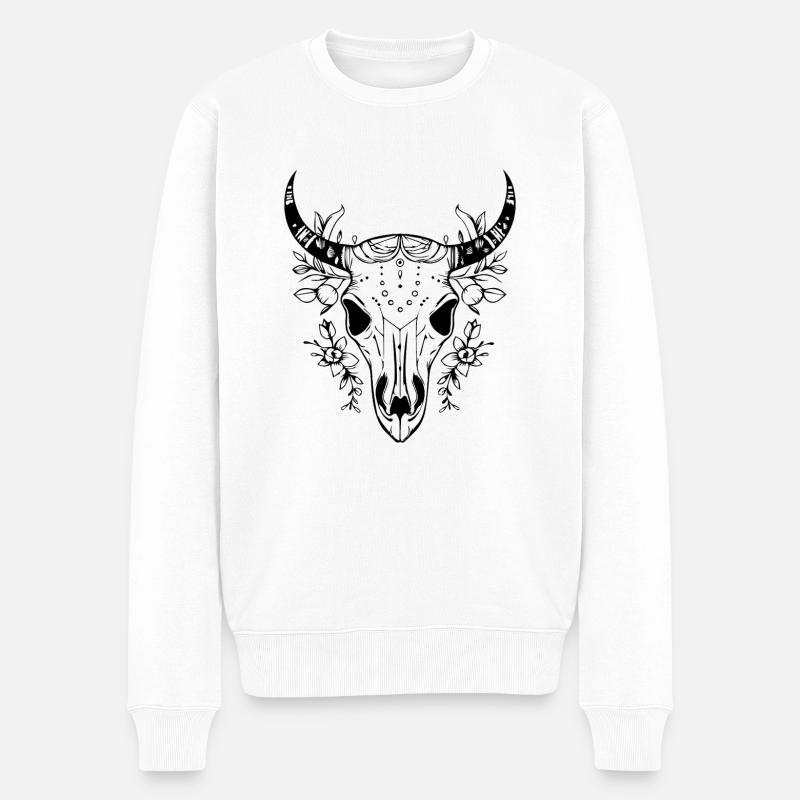 Crâne de vache Boho - Pull Premium bio Homme - blanc