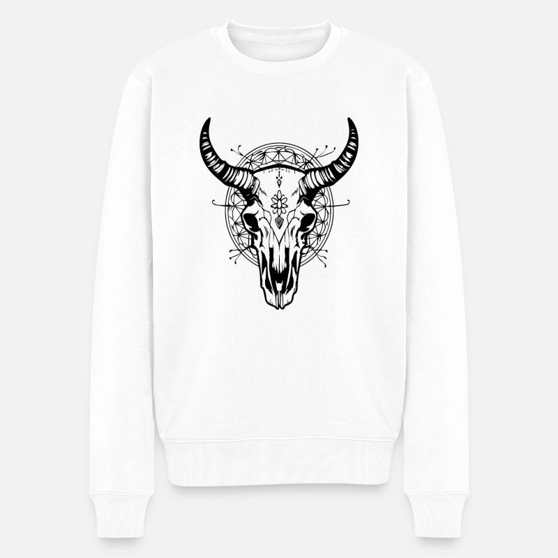 Crâne de vache Boho - Pull Premium bio Homme - blanc
