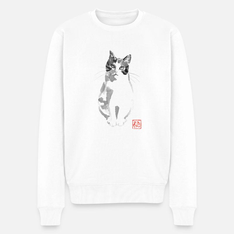interrogative cat - Pull Premium bio Homme - blanc