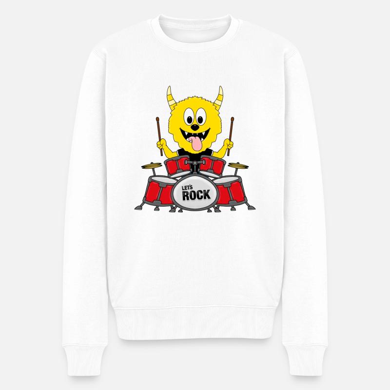 MONSTER - SCHLAGZEUG - MUSIK - KIND - BABY - Männer Premium Bio Pullover - Weiß