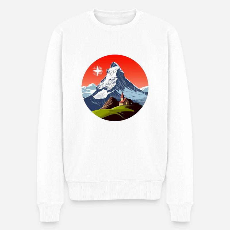 Alpenglühen - Männer Premium Bio Pullover - Weiß