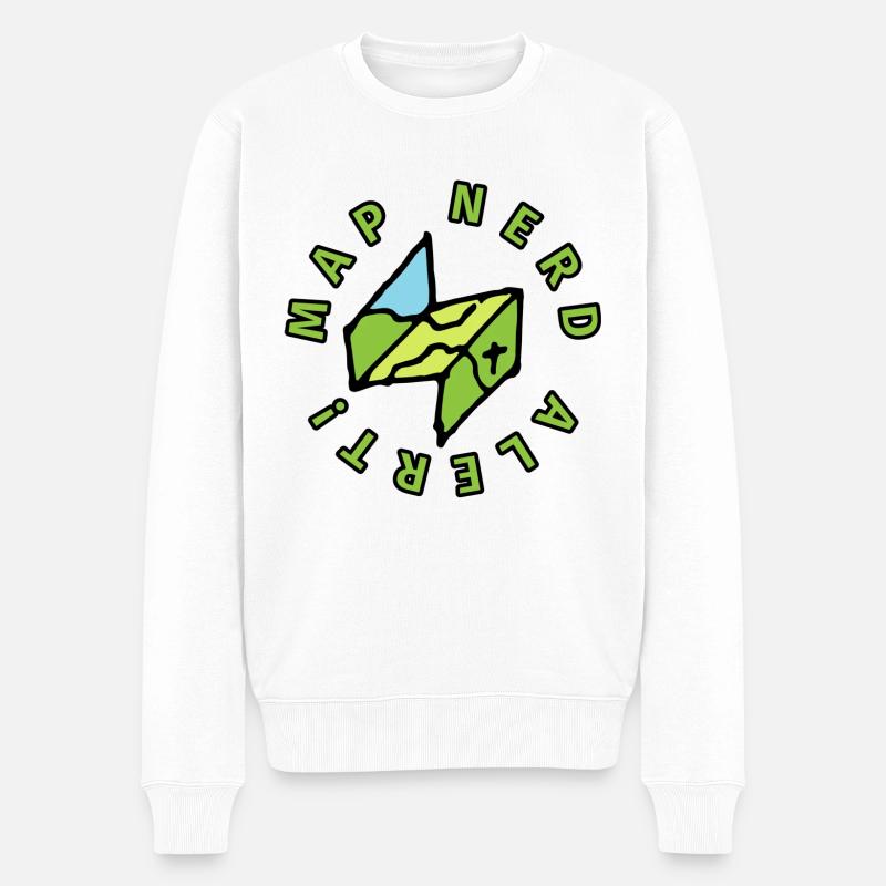 Karten-Nerd-Warnung - Männer Premium Bio Pullover - Weiß