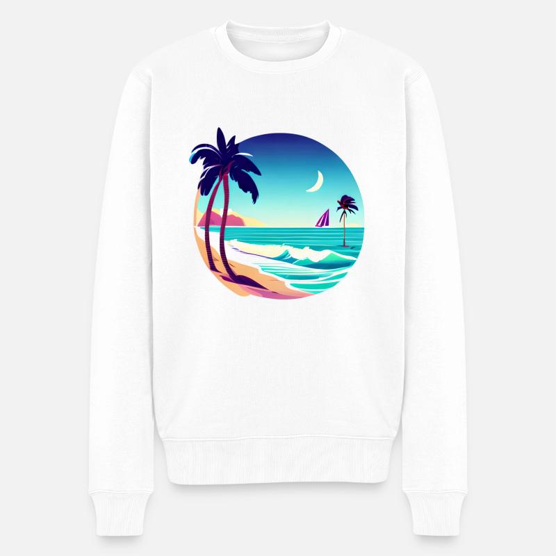 Sommerurlaub Palmen Insel Sonne Palme Strand - Männer Premium Bio Pullover - Weiß