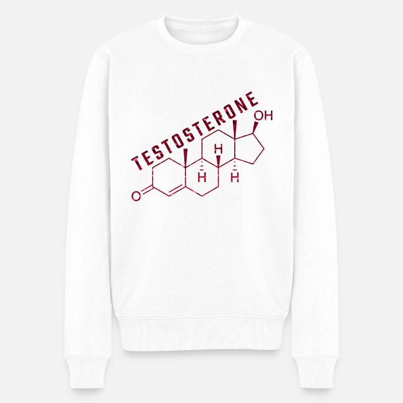 molécule de testostérone - Pull Premium bio Homme - blanc