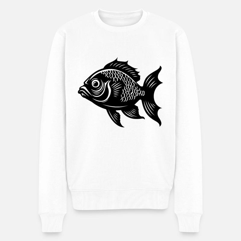 Fisch Fischen Meer Angeln - Männer Premium Bio Pullover - Weiß
