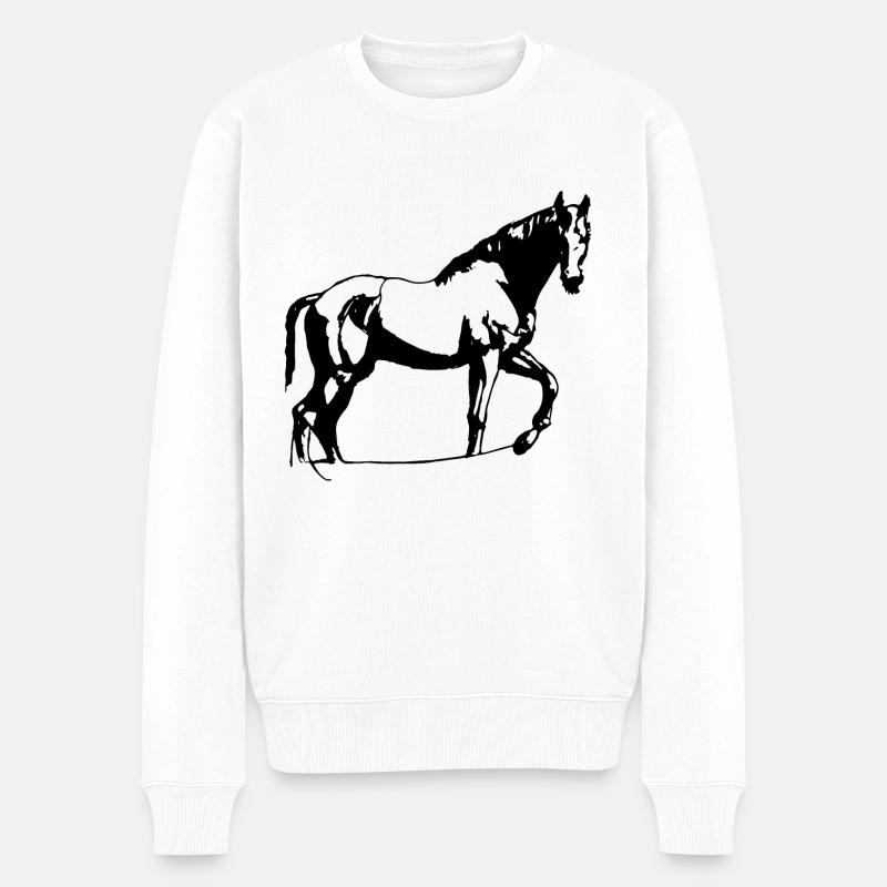 Handgezeichnete Skizze Pferd Geschenk - Männer Premium Bio Pullover - Weiß