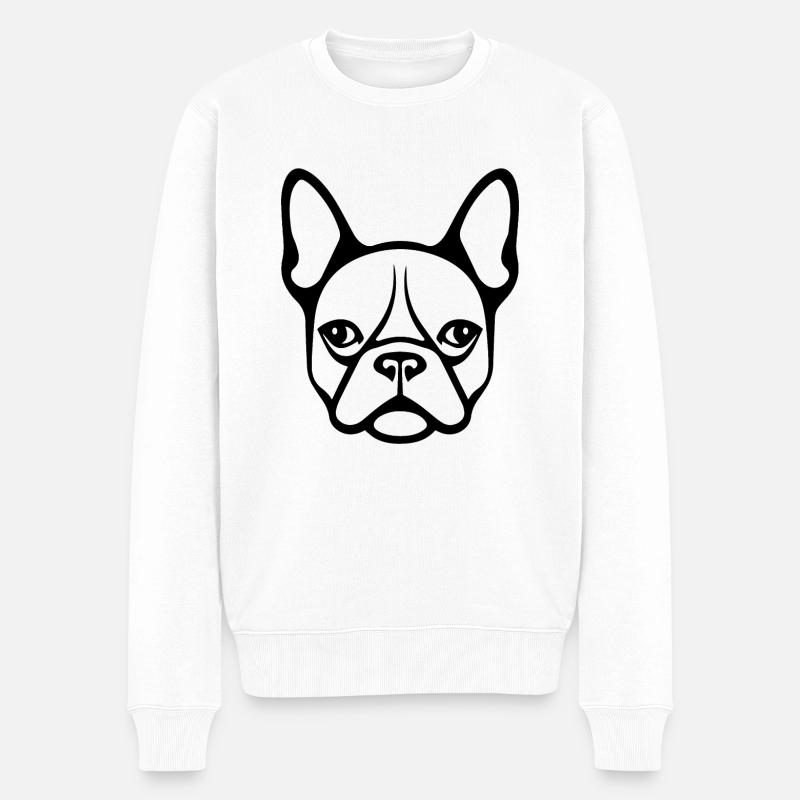 Französische Bulldogge Frenchie Boston Terrier - Männer Premium Bio Pullover - Weiß