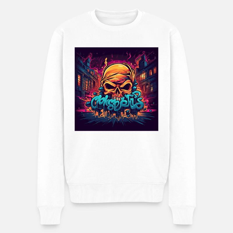 Graffiti Crâne - Pull Premium bio Homme - blanc