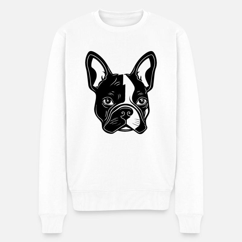 Bouledogue français Terrier de Boston - Pull Premium bio Homme - blanc