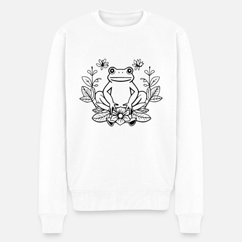 Frosch Amphibie Kröte - Männer Premium Bio Pullover - Weiß