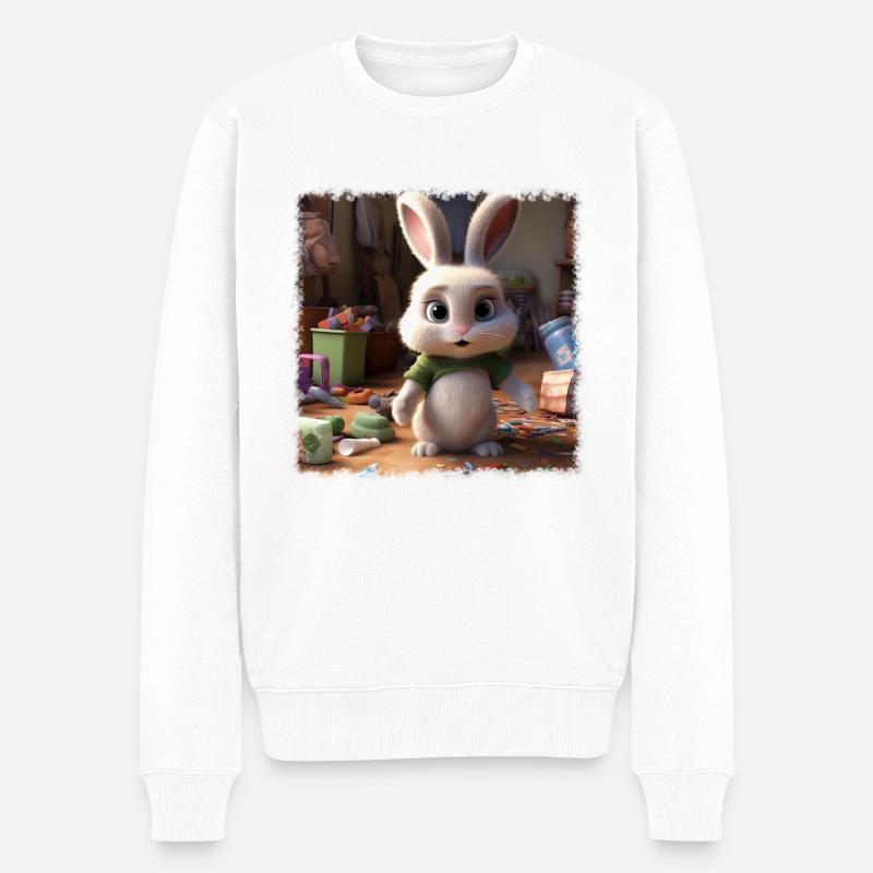 Niedlicher Hase - Männer Premium Bio Pullover - Weiß