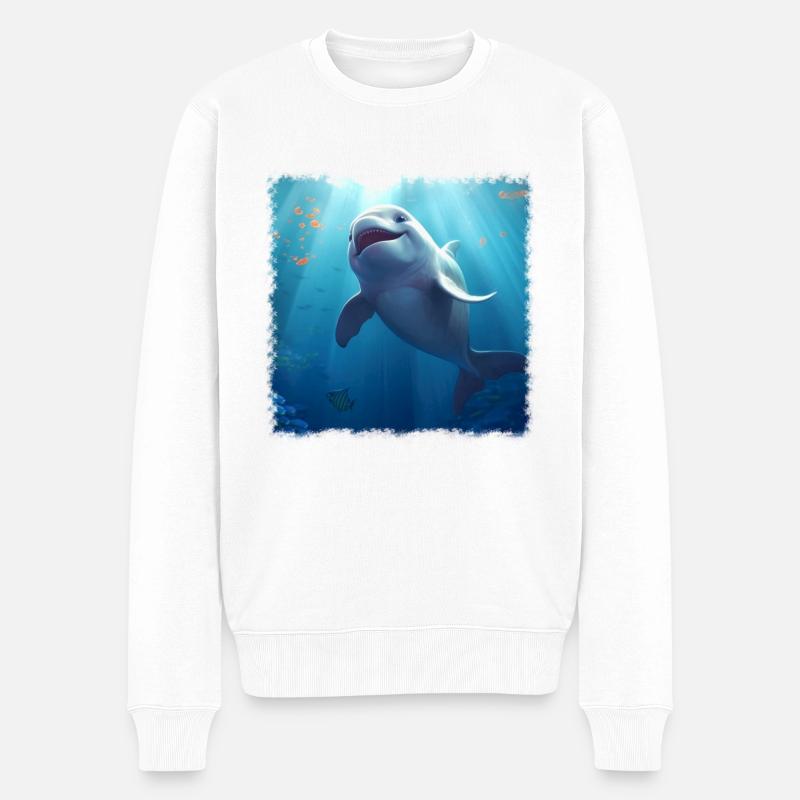 Dauphin heureux - Pull Premium bio Homme - blanc