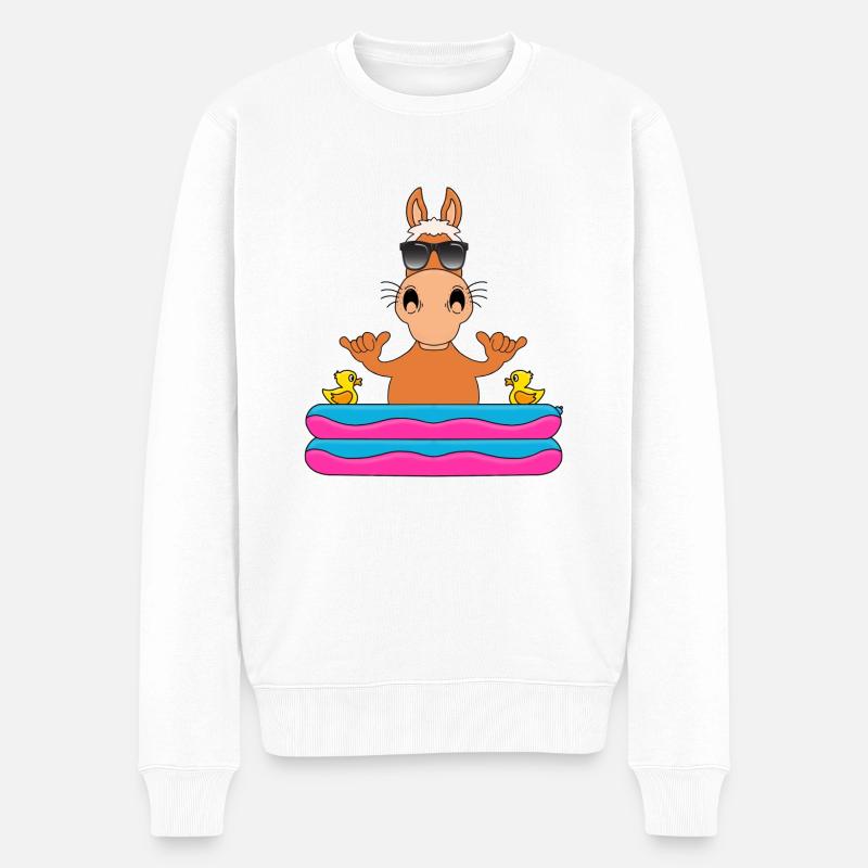 PFERD - PONY - POOL - SHAKA - SOMMER - TIER - Männer Premium Bio Pullover - Weiß